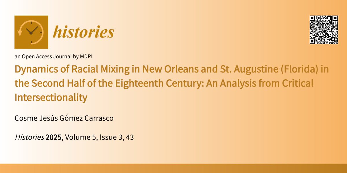 🔸New study explores #RacialMixing in 18th-century St. Augustine &amp; New Orleans through #BaptismalRecords of #AfroDescendants.
🔍Using a critical intersectionality lens, it reveals how race, gender &amp; legal status shaped inequality.
📖 brnw.ch/21wW72m