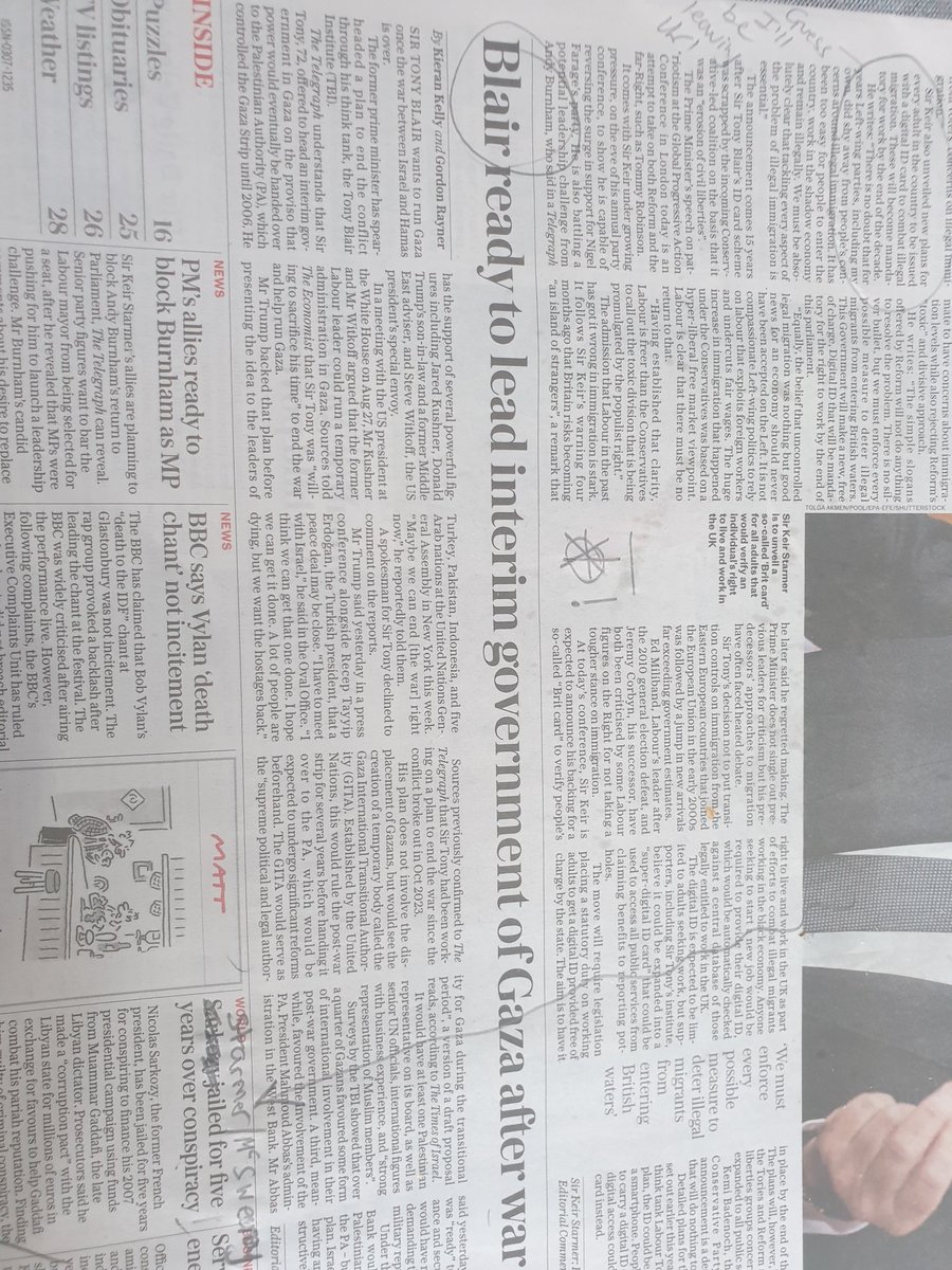Unfunny comedy as Tony B offers to sacrifice himself to rule Gaza - Yuk !!! Peter Mandy Mandelson could go with him as deputy - although that might get Reinoldo's Goat ( as  a Messi fan I never thought I'd write that!)