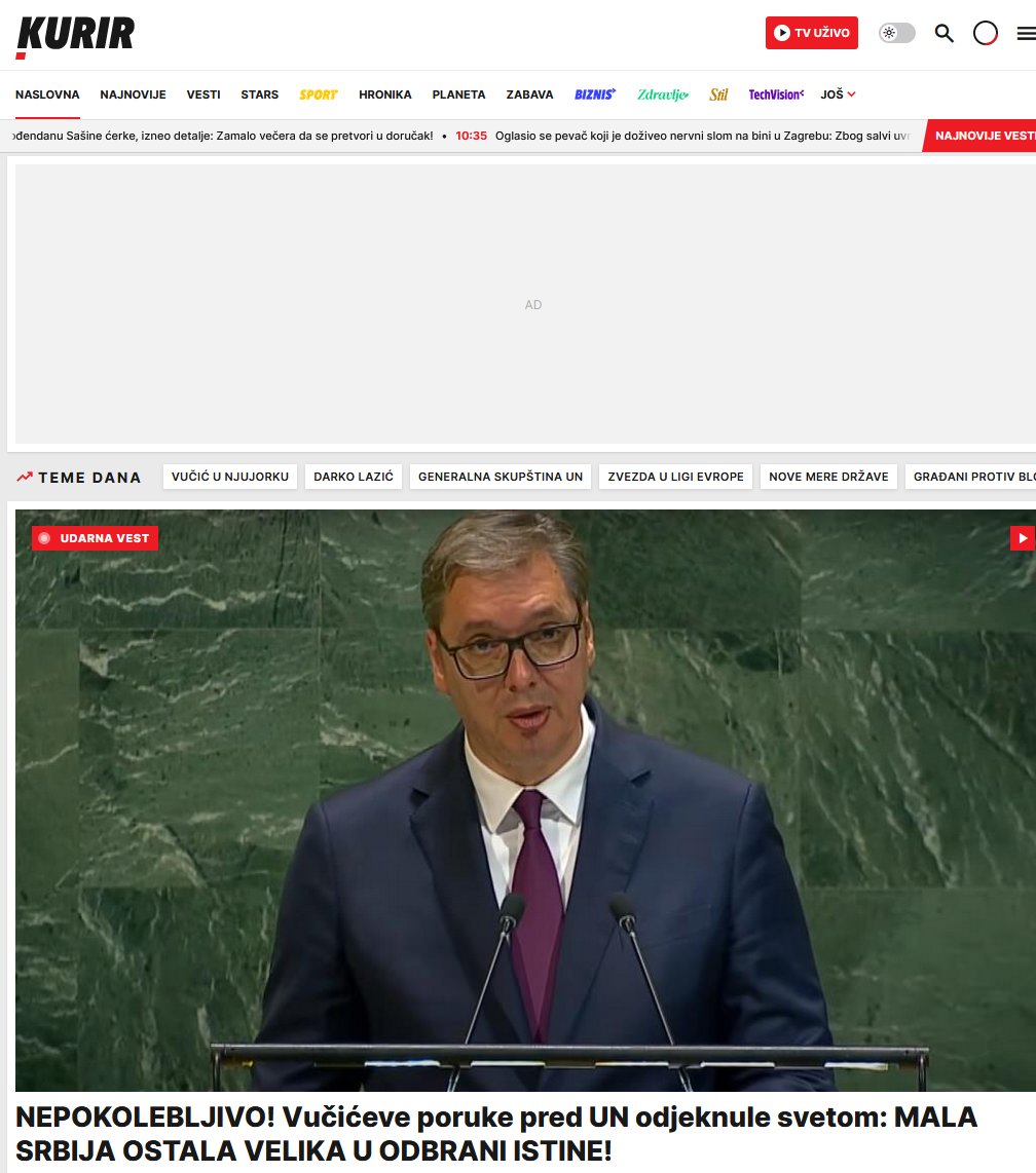 "Vučićs unerschütterlich Botschaft fand weltweit Resonanz. Das kleine Serbien wurde ganz groß in der Verteidigung der Wahrheit"