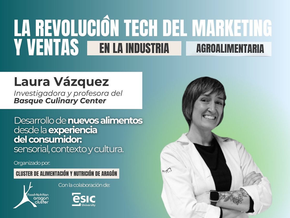 🎤 Ponente destacada en la Jornada de Inmersión en Innovación Estratégica 2025:

🥗 Laura Vázquez Araújo – Investigadora y Profesora en <a href="/bculinary/">BasqueCulinaryCenter</a> 

📅 29/10 | Zaragoza

🤝 Con la colaboración de @ESICbusiness

🔗 Inscripción: forms.office.com/e/H0pSBFQs8A