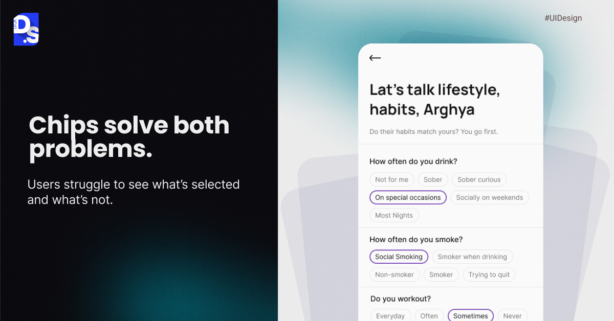 design__studio's tweet image. Checkboxes and radios worked for desktops. But on mobile, they fail users.

Chips are the modern, flexible alternative that make interaction seamless. Ready to make the switch?
.
.
#uidesign #uxdesign #designstudiouiux #appdesign