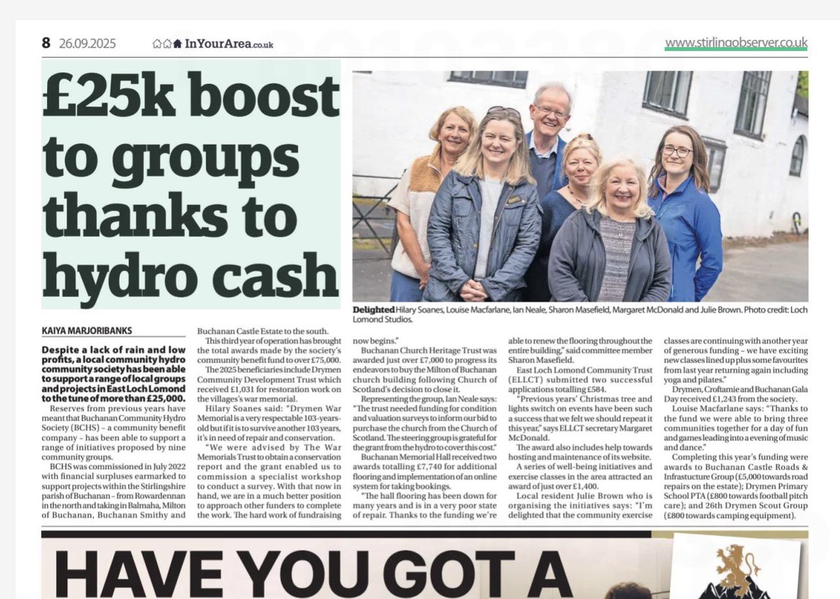 Thank you Stirling Observer for spreading the good news….