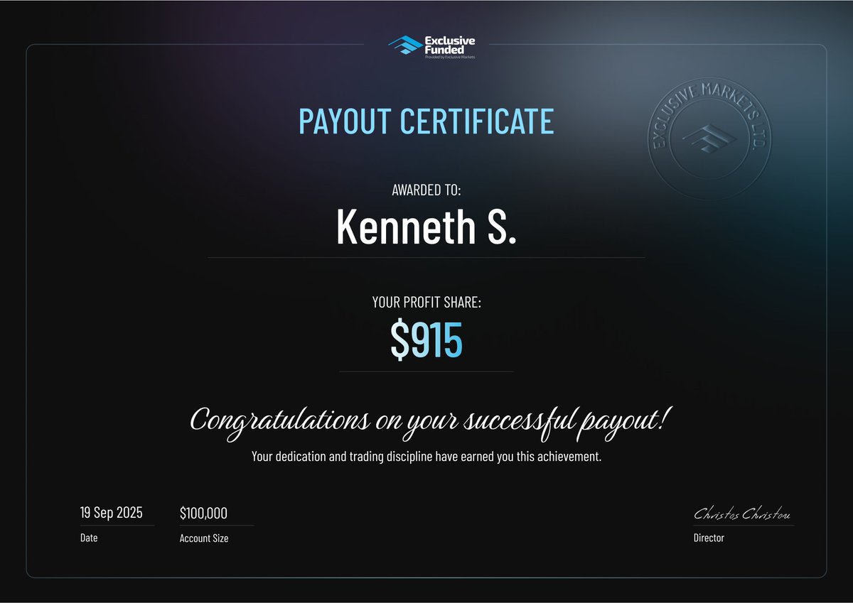 ExclusiveFunded's tweet image. The Exclusive Funded Programme keeps rewarding real trading performance. 🏆
Start your journey today 👉 bit.ly/exclusive-fund…
Risk Warning: Trading involves risk.
#ExclusiveFunded #TradingGoals #FundedTrader #Payouts