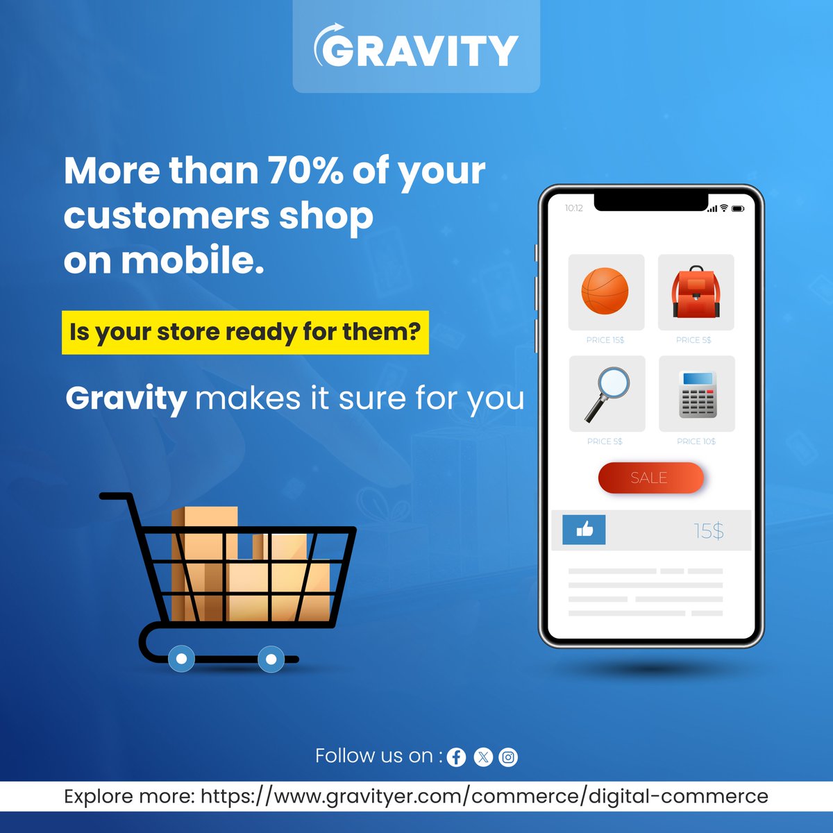 Techgravityer's tweet image. More than 70% of customers shop on mobile - and Gravity Engineering Services helps businesses build seamless, scalable online stores to reach them.
#teamgravity