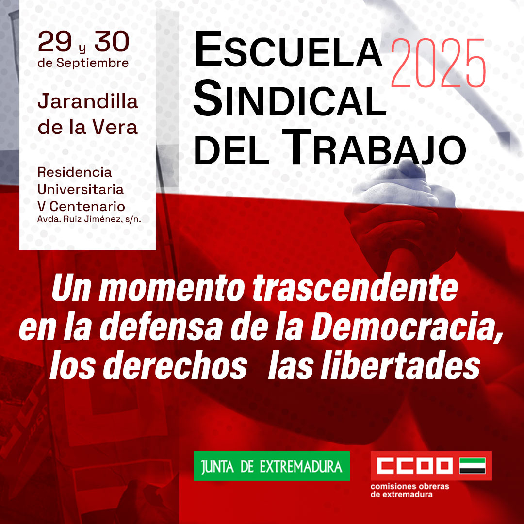 ccoo_ext's tweet image. El secretario confederal de @CCOO, @UnaiSordo participa hoy en la Escuela Sindical de Trabajo de @ccoo_ext que se celebra en Jarandilla de la Vera

La Escuela aborda cuestiones de plena actualidad política, económica, social y sindical

⏩ extremadura.ccoo.es/noticia:736836…