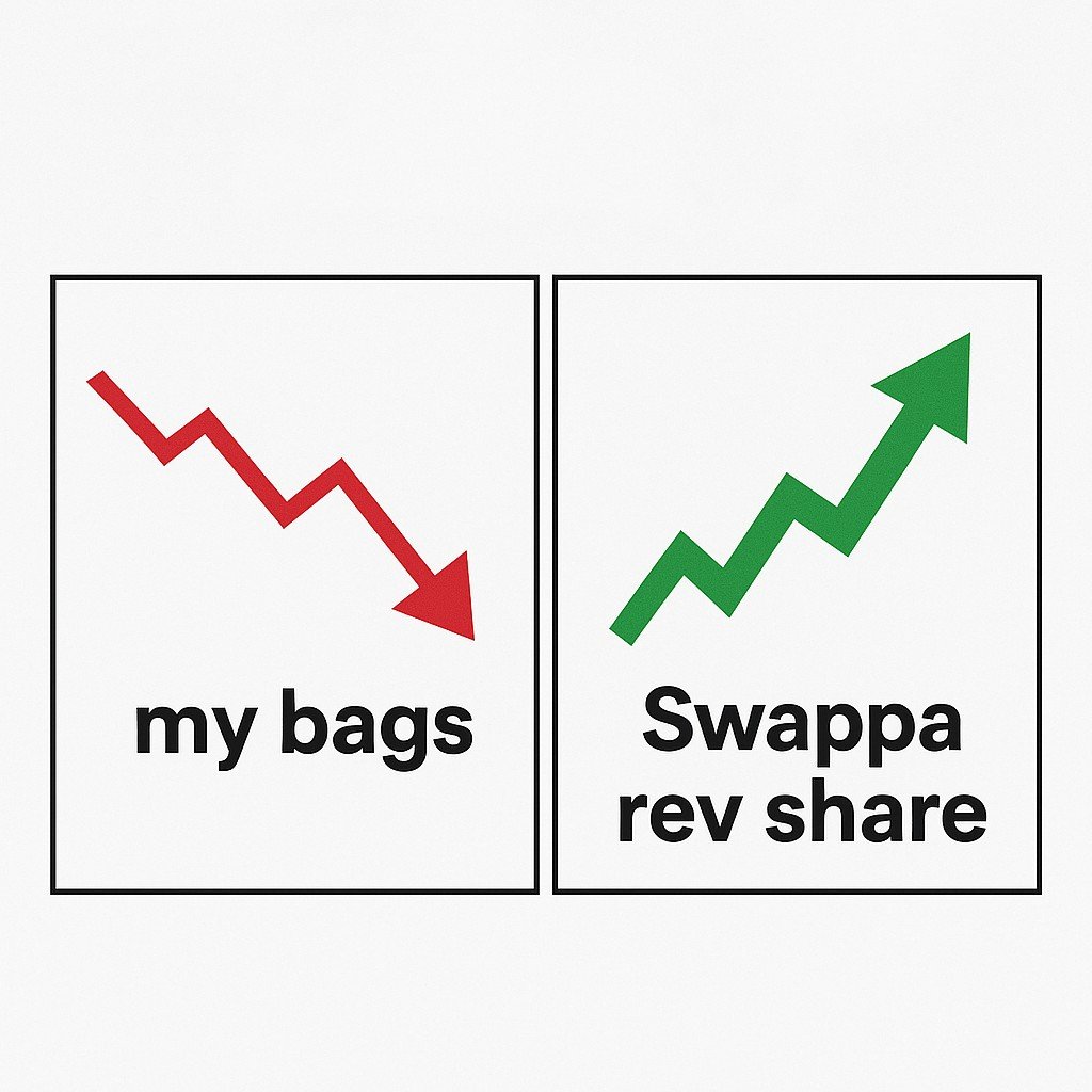 gm it’s friday 🌞
 remember: your bags may be down bad, but at least 

Swappa’s rev share goes up only.