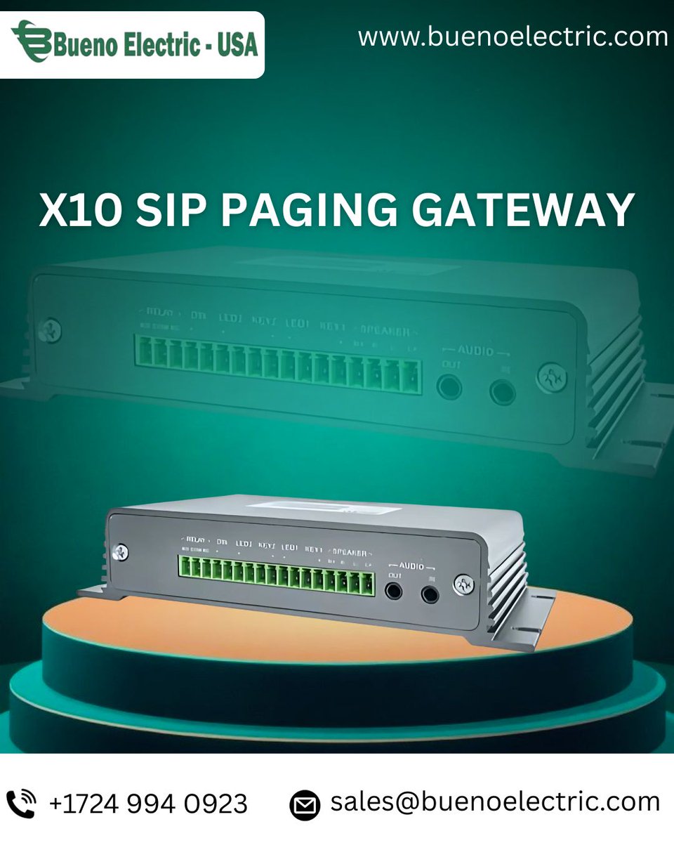BuenoElectric's tweet image. Smart X10 SIP Paging Gateway for seamless, reliable audio and intercom solutions.
Product - buenoelectric.com/products/x10/

#BuenoElectric #X10PagingGateway #SIPAudio #IndustrialCommunication #PoE #IntercomSystem #PublicAddress #SmartSecurity #IPAudio #AudioSolutions