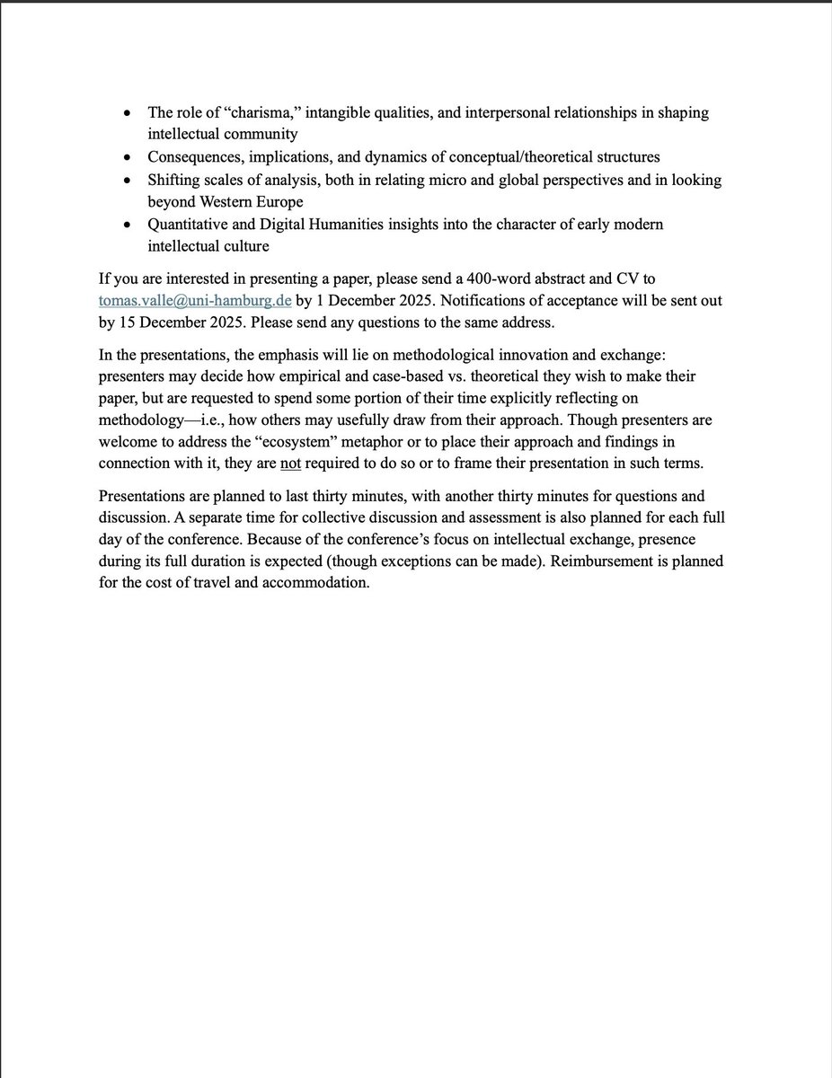 CFP: Ecosystems of the Mind: Resources for Reconstructing Early Modern Intellectual Life || 21–23 May 2026 || Hamburg, DE

Please spread broadly! Feel free to reach out with questions.