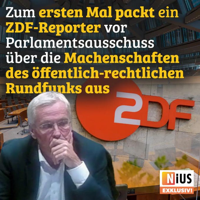 Birgit_Kelle's tweet photo. Die Fassade der öffentlich-rechtlichen Sender bröckelt nicht nur, sie stürzt jeden Tag ein bisschen mehr ein. Und das ist auch gut so. Jetzt sagte mit Andreas Halbach ein (noch nicht) gekündigter langjähriger Frontal21-Redakteur des ZDF im Landtag NRW über die Unterdrückungsmechanismen, Zensuren und Nötigungen in der Sendergruppe aus. Wie Kollegen abgestraft, versetzt und auch entlassen werden, wenn sie wagen, echten Journalismus zu machen. Wie etwa über die ARD-Affäre der Intendantin Schlesinger nicht berichtet werden durfte: „Ich habe Fälle recherchiert im WDR und im ZDF. Der Kollege hat intern Kritik geübt und hat nach 23-jähriger Mitarbeit die fristlose Kündigung erhalten.“ https://t.co/kIFEd1xvZU