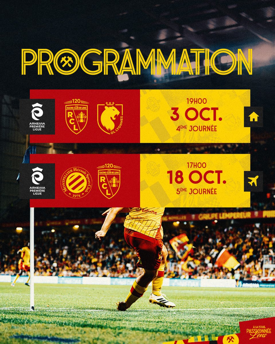 𝐄𝐧𝐜𝐡𝐚𝐢̂𝐧𝐞𝐦𝐞𝐧𝐭 𝐦𝐮𝐬𝐜𝐥𝐞́ 👊

Le Racing connaît la programmation de ses deux prochaines rencontres en <a href="/ArkemaPL/">Arkema Première Ligue</a> face à <a href="/ol__lyonnes/">OL Lyonnes</a> et <a href="/MontpellierHSC/">MHSC</a>. 

🎟 Les billetterie pour la réception des Lyonnaises est ouverte 👉 billetterie.rclens.fr/fr/

#RCElles