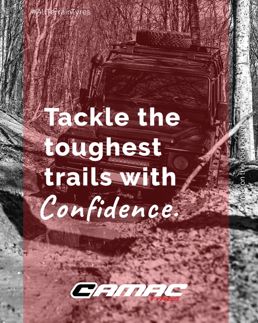 CamacTyres's tweet photo. Camac’s all-terrain range is purpose-built for those who go beyond the map. They’re the choice of drivers who rely on performance in the most demanding environments. So that, when the trail gets rough, you’re not just prepared, you’re in control.

 #CamacTyres #AllTerrainTyres https://t.co/m7jg3PazXX