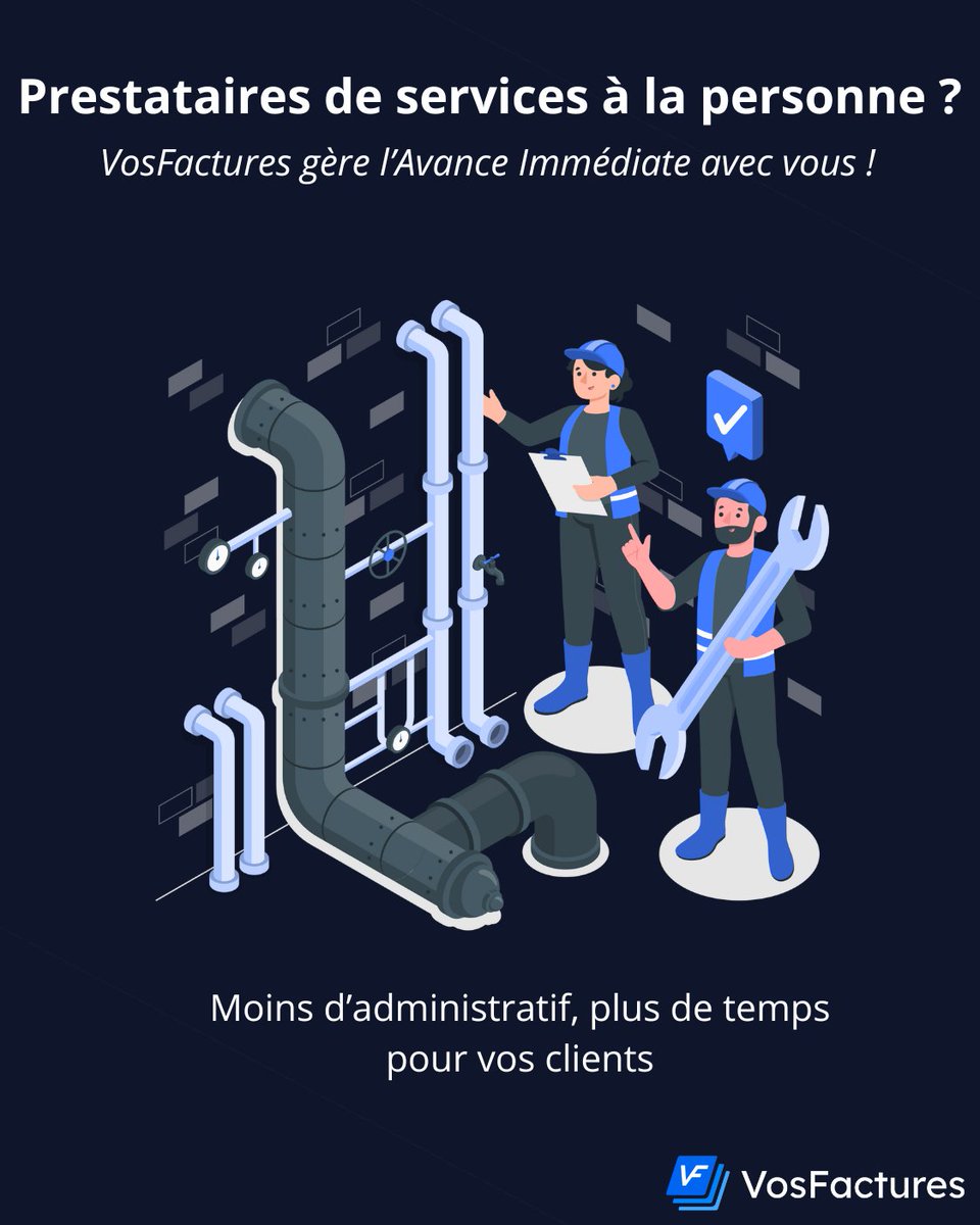 Vous êtes #prestataire de services à la personne ?
Avec VosFactures, gérez facilement l’ #AvanceImmédiate de l'Urssaf :

✔ #Devis &amp; #factures SAP
✔ Inscription de vos #clients
✔ Transmission &amp; suivi des #paiements
✔ #Rapprochement des virements

👉 aide.vosfactures.fr/119258417-SAP-…