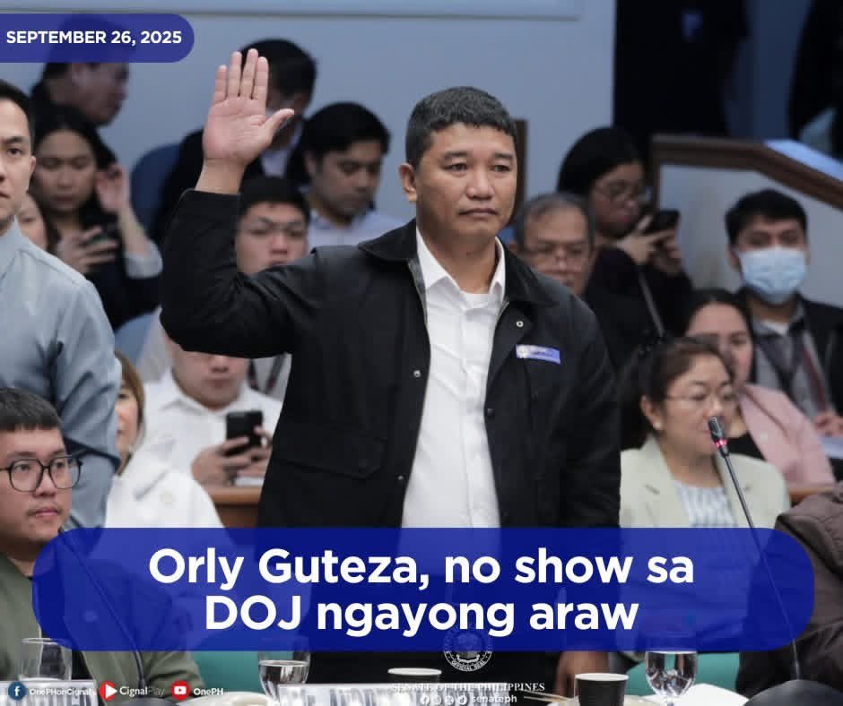 Marcoleta witness Orly Guteza a NO SHOW at the Department of Justice.

Guteza was supposed to explain in more detail his supposed bombshell testimony yesterday and would have been given an opportunity to execute a supplemental and PROPERLY NOTARIZED affidavit.

It was also the