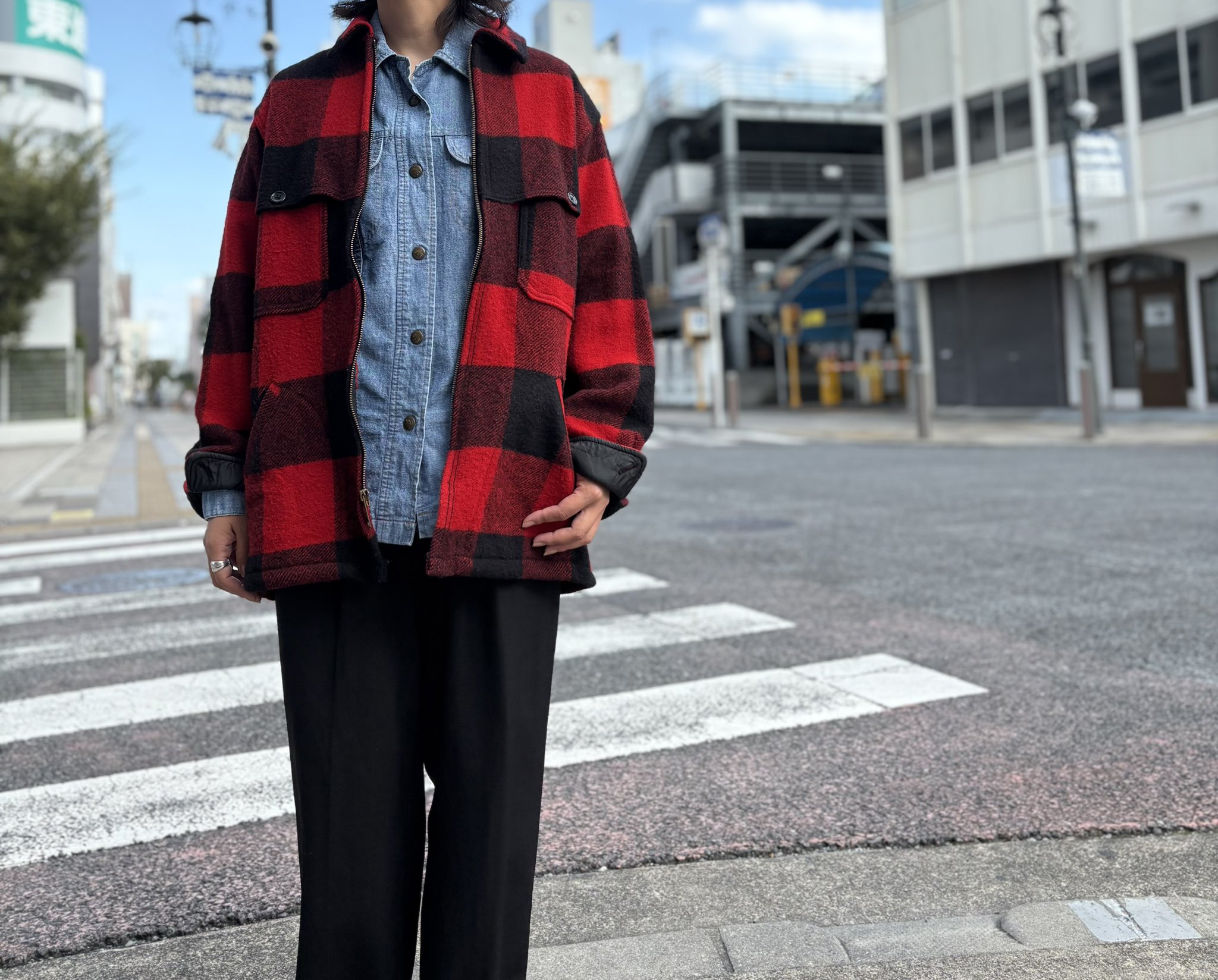 美品❗️ 80s USA製 Woolrich チェック柄 ジップアップジャケット ウールリッチ 60s 70s ウールブレンド ヴィンテージ チェック