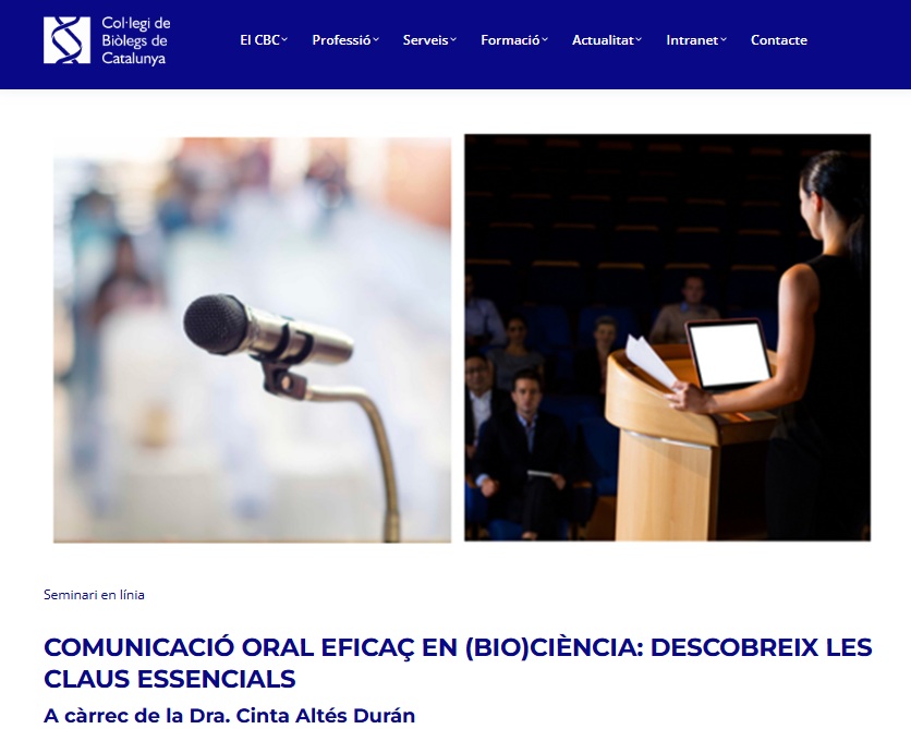 Aradecida al Col·legi de Biòlegs de Catalunya por ofrecerme impartir el Webinar:

🌱Comunicación Oral Eficaz en (Bio)ciencia: descubre las claves esenciales

cbiolegs.cat/2025/09/01/sem…

📆 14 octubre
⌚ 17:00 h
💰 Gratuïto previa inscripción 🔗 lnkd.in/dkZ8eG-X
👅castellano
