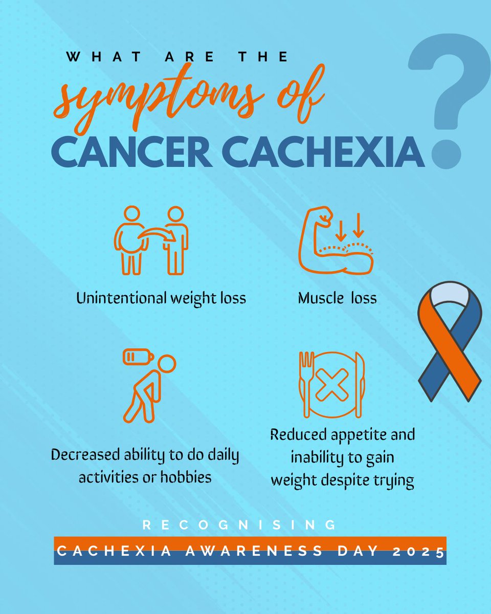 OncogeneCancer's tweet image. Today is the first #CancerCachexiaAwarenessDay

Cachexia affects up to 80% of people w  advanced cancer - not just weight loss, but loss of strength, energy &amp;amp; will.

Help @CancerGrand Challenges Team CANCAN &amp;amp; these 6 patient groups in raising awareness &amp;amp; driving research.  #CCAD