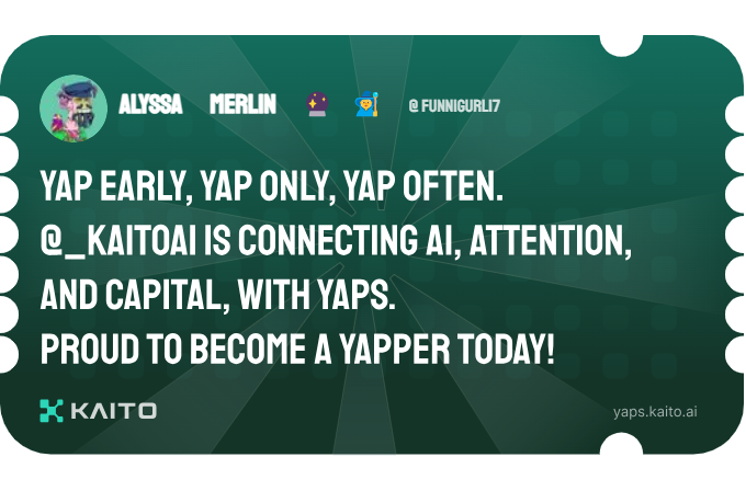 FunniGurl17's tweet photo. Yap early, yap only, yap often.

@KaitoAI is connecting AI, attention and capital with Yaps.

Just claimed my social card and I'm accumulating Yap points in real-time.

Claim yours 👉 https://t.co/f5gbQuiA4H https://t.co/scoHur2fFj