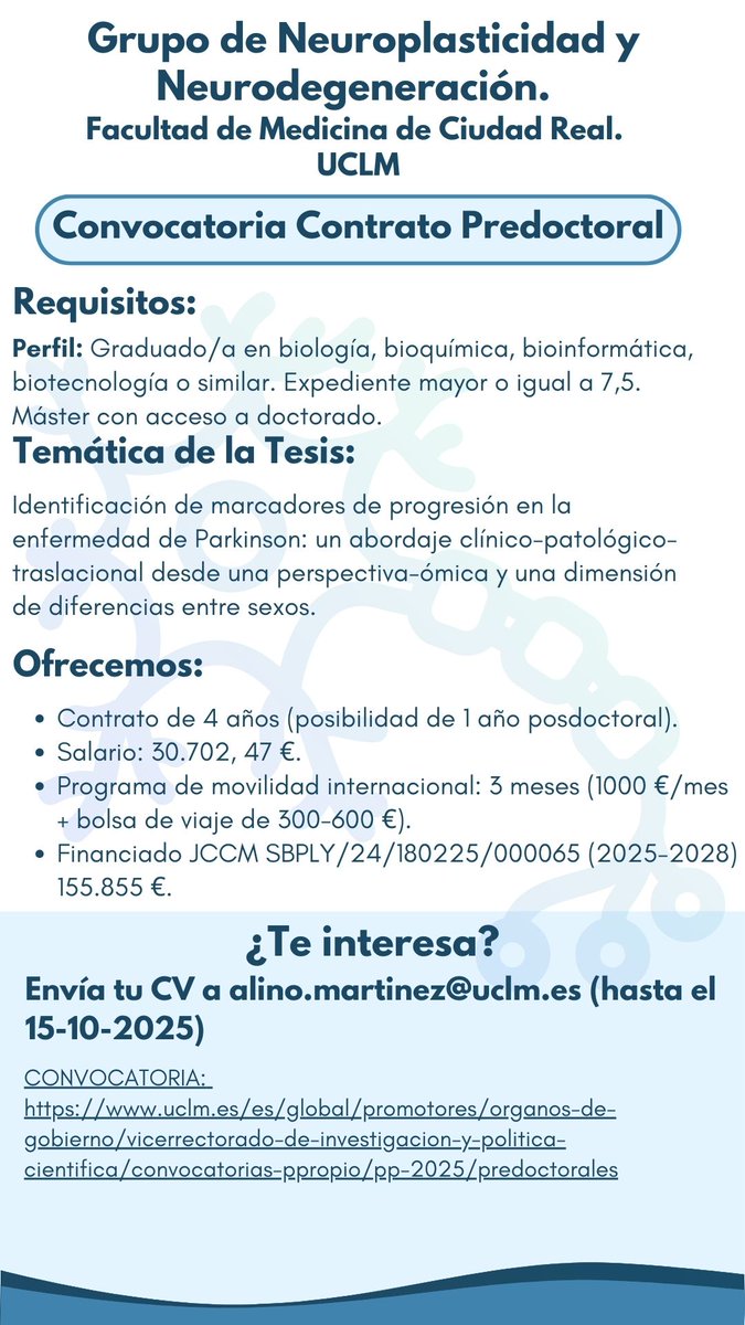 Buscamos estudiante predoctoral para hacer la Tesis
