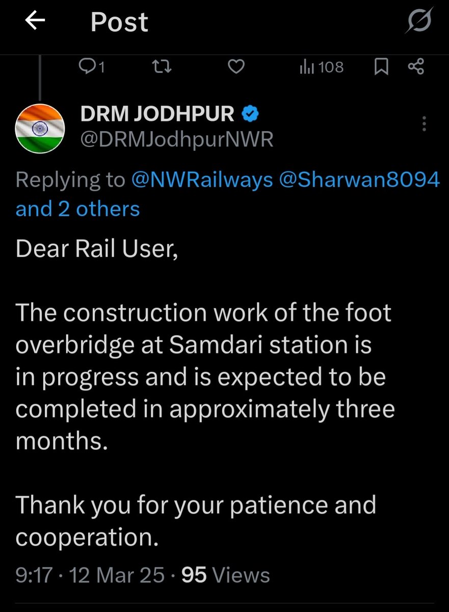 gajsa077's tweet photo. @RailwaySeva @DRMJodhpurNWR समदड़ी जंक्शन पर ओवरब्रिज का काम अधूरा 12/मार्च/2025 को drm द्वारा बताया गया कि ब्रिज का काम तीन महीने में पूरा कर दिया जाएगा लेकिन हकीकत यह है कि आठ महीने बीत जाने के बाद फाउंडेशन का काम ही पूरा हुआ है https://t.co/Yd6KyvvAvq