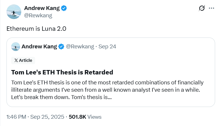 SingularityNode's tweet photo. @Shin_Variance Lão này ghét Tom Lee với mở 1 đống vị thế short ETH là rõ https://t.co/6GxnW0rcaP