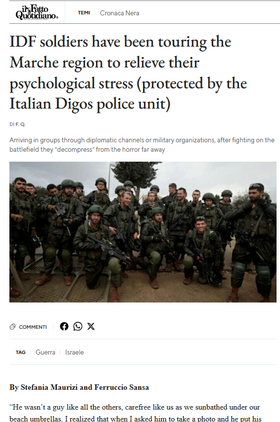 SMaurizi's tweet photo. Before our investigation was published,some tourist guides were willing to talk abt #IDFsoldiers touring Italy for #psychologicalDecompression,disguised as tourists protected by the police
Who silenced the guides?
Pls share any restricted info safely HERE:
https://t.co/PE8IRgavOI https://t.co/9Deo05vXMC