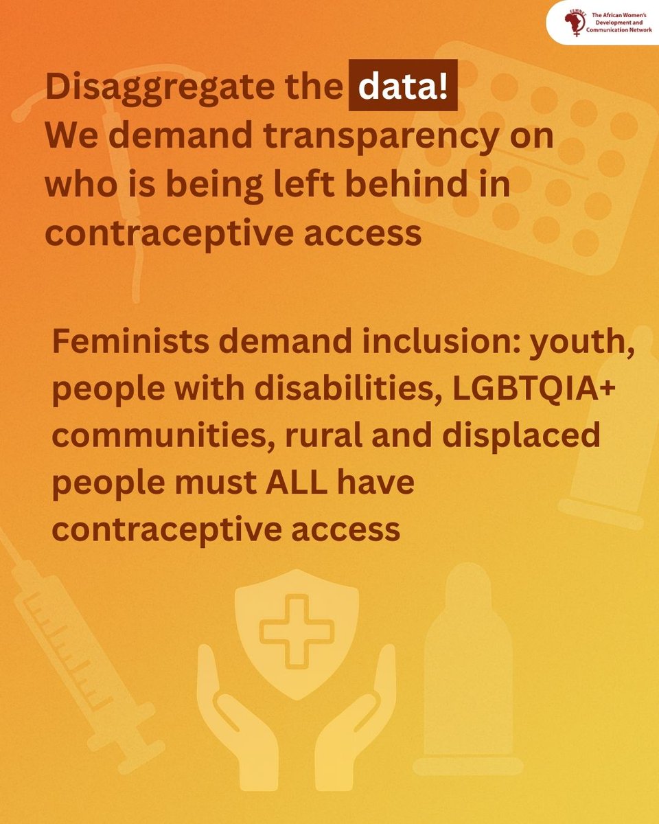 FemnetProg's tweet photo. As we commemorate #WorldContraceptionDay, we call for governments to step up: increase budgets, end stockouts &amp; stigma, and make UHC truly universal by ensuring contraceptive access for ALL youth, PWDs, LGBTQIA+, rural &amp; displaced communities.
#SRHRDialogues https://t.co/xDLfPZrEYm