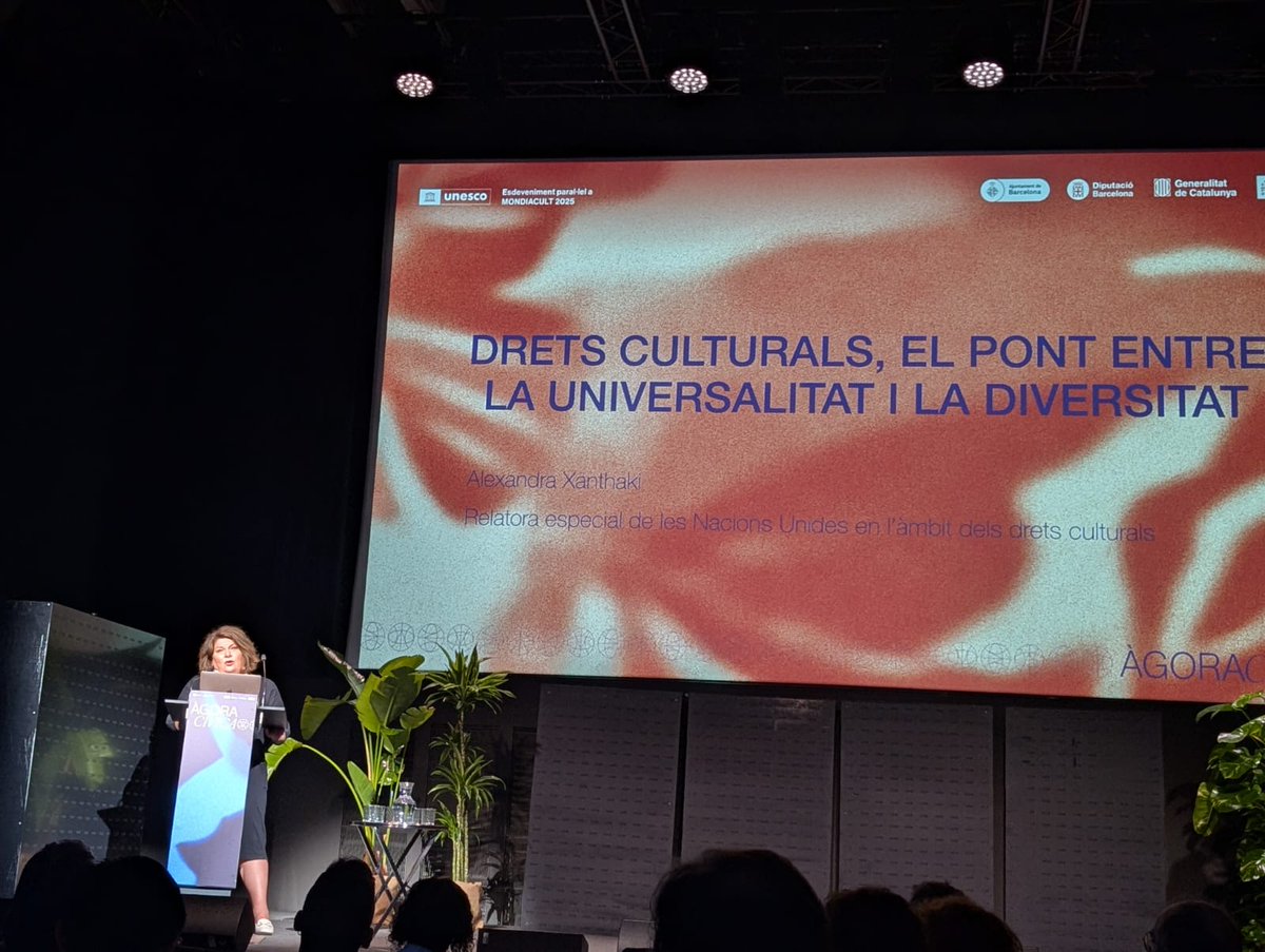 Som a l’Àgora Cívica de #Mondiacult2025 a Barcelona! 

Participem en debats sobre drets culturals, pau, IA i polítiques culturals.

Us convidem a sumar-vos a totes les activitats i trobades dels propers dies!

<a href="/isaminguillon/">Isabel Minguillón</a>