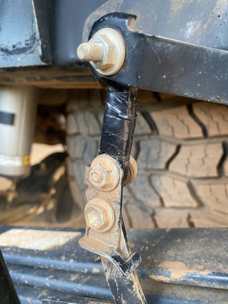 This little arm off the headlight levelling sensor broke…you can’t buy the arm, you have to buy the whole unit…$475 worth! Come on <a href="/Toyota_Aus/">Toyota Australia</a> , lift your game! 

Cable tie and electrical tape for the temp fix!