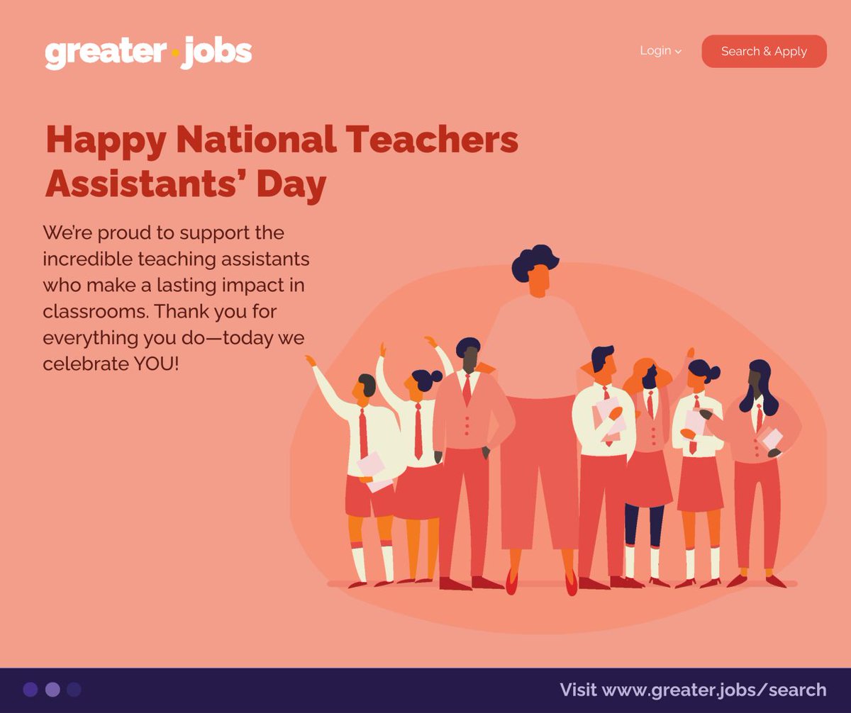 greater_jobs's tweet image. It&apos;s #NationalTeachingAssistantsDay⭐️

Today we shine a spotlight on the incredible teaching assistants who go above and beyond to support students and teachers every day!

Take a look at our current #TeachingAssistant opportunities live on greater.jobs! Link below👇