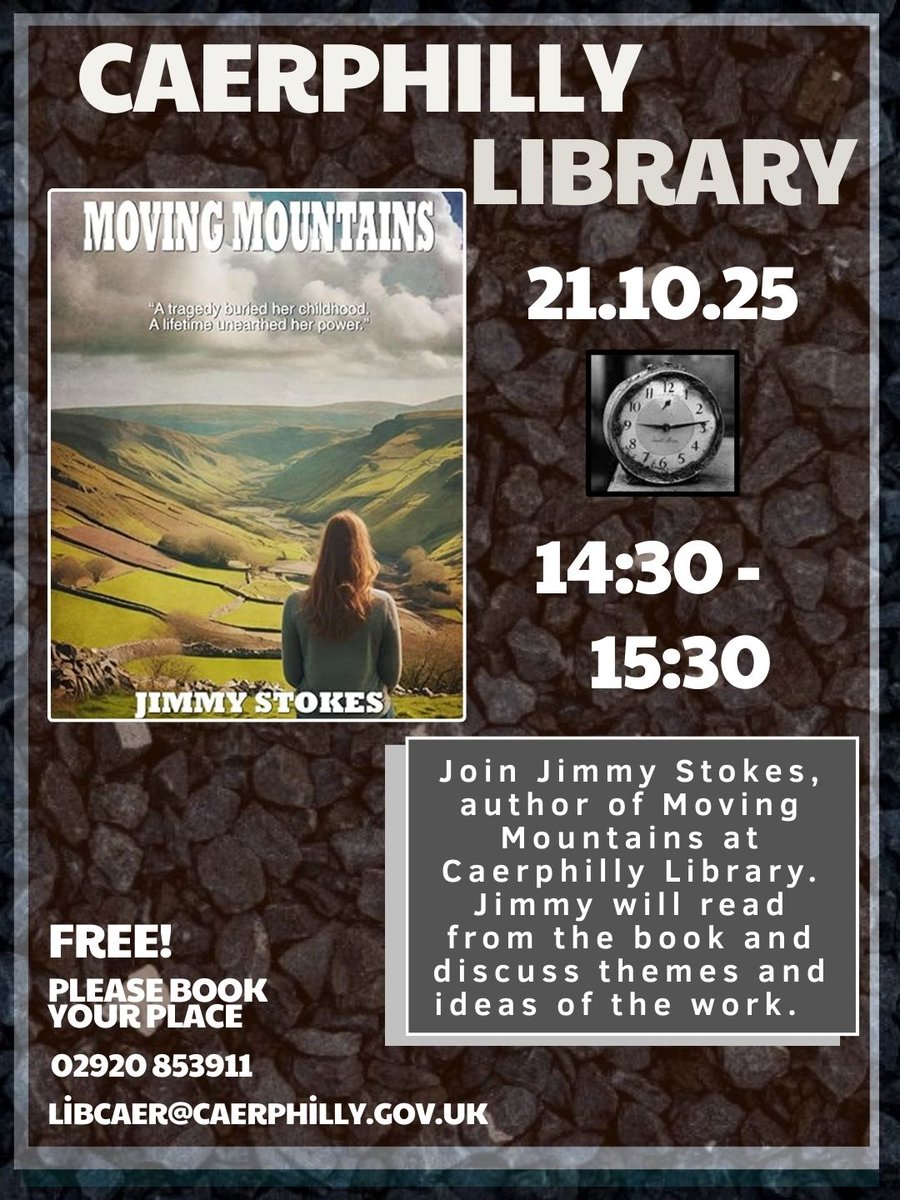 CaerphillyLib's tweet image. 📢🗣️CYHOEDDIAD ⚠️🛑
DIGWYDDIAD AWR LLEOL: RHYDDHAU LLYFR NEWYDD
🗣️📢ANNOUNCEMENT 🛑⚠️
LOCAL AUTHOR EVENT: NEW BOOK RELEASE
🖌️21.10.25 📆
📞02920 853911📞
📧libcaer@caerphilly.gov.uk📧