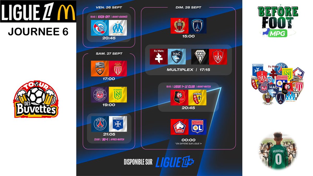 LePetitMPGiste's tweet image. ⚽𝗧𝗛𝗥𝗘𝗔𝗗 𝗖𝗢𝗠𝗣𝗢𝗦 𝗟𝗜𝗚𝗨𝗘 𝟭 𝗝𝟲 ⚽

On est parti pour cette 6ème journée de @Ligue1 !
Vous trouverez plus d'infos sur les choix de compos dans le BEFORE sur Twitch.

Grand merci aux consultants pour leur taff ! 
❤️ si tu veux voir ces THREADS tous les vendredis