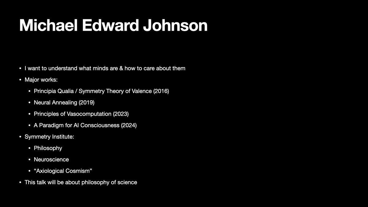 A few months ago I gave a talk at @joinedgecity on what ‘kind of problem’ consciousness is. The core theme was “to have knowledge [about consciousness] we need a place to put it.”

Why do I post so much about consciousness? Because I think it’s important. We are building the