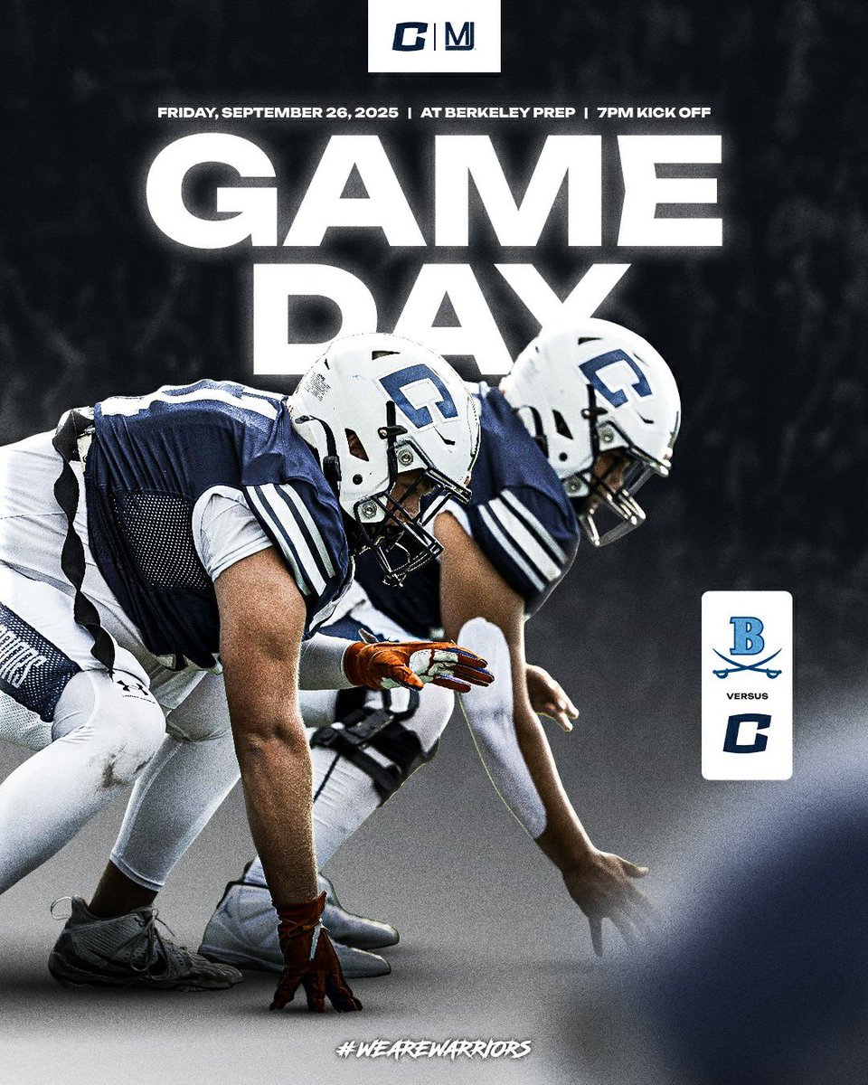 #GameDay On the road tonight and it’s a big one. Bring a friend and bring the noise! 
⏰ 7pm
🏈 Berkeley Prep
📍4811 Kelly Rd, Tampa, FL 33615
#WeAreWarriors #GRIT