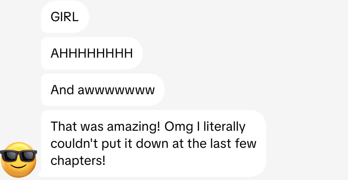 When your first beta reader finishes your book and has this to say. I’m. Freaking. Out. 🫣🥹
#WritingCommunity #amwriting #writersofx