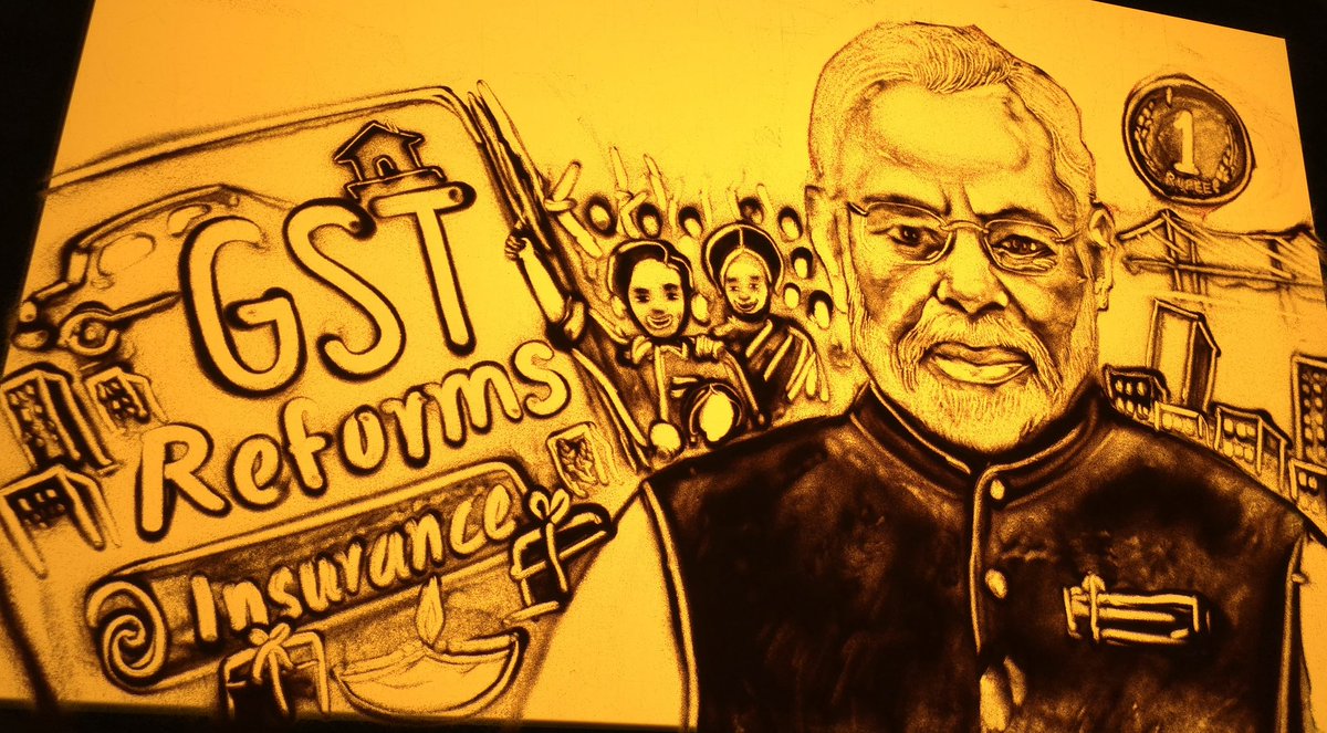 Honoured to dedicate my 1-minute Sand Animation to the recent GST reforms announced by our Hon’ble PM Shri Narendra Modi ji — a humble artistic tribute to this visionary step towards a progressive India. 🇮🇳✨ #SandArt #GST #NarendraModi #ManasSahoo