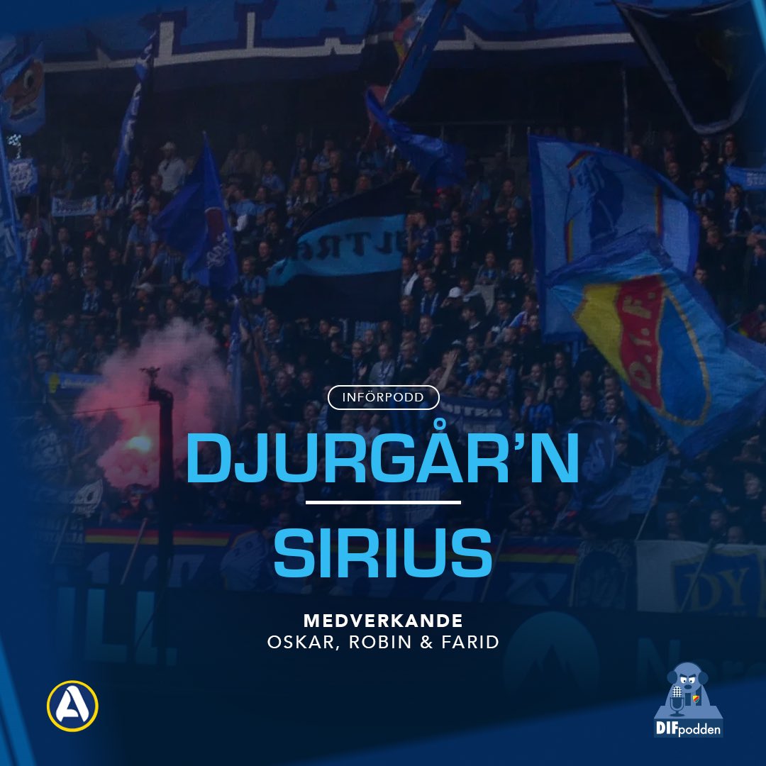 DIFpodden's tweet image. Nytt avsnitt finns att lyssna på ⚽️

Vi snackar om U20-VM, Rubriker och vinklingar, skadeläget och hur vi vill att Djurgår’n ska ställa upp på måndag.

I surret om inbördes möten, glömde vi helt bort förlusten borta 2021 - men skit i det!

🎧 Spotify och Patreon