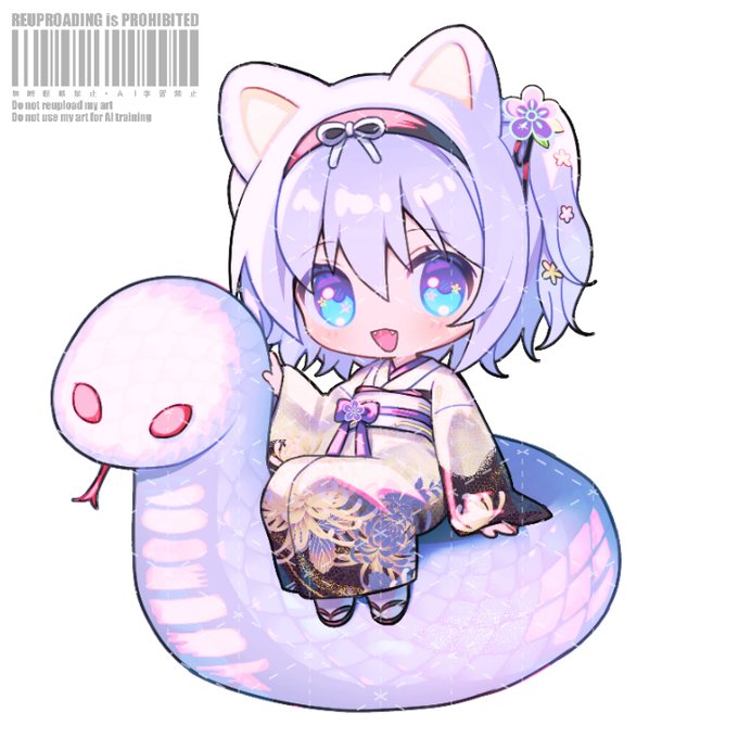 琥珀ねね ちゃん(#kohaku_nene)のちびキャライラストを担当させていただいた時の一枚