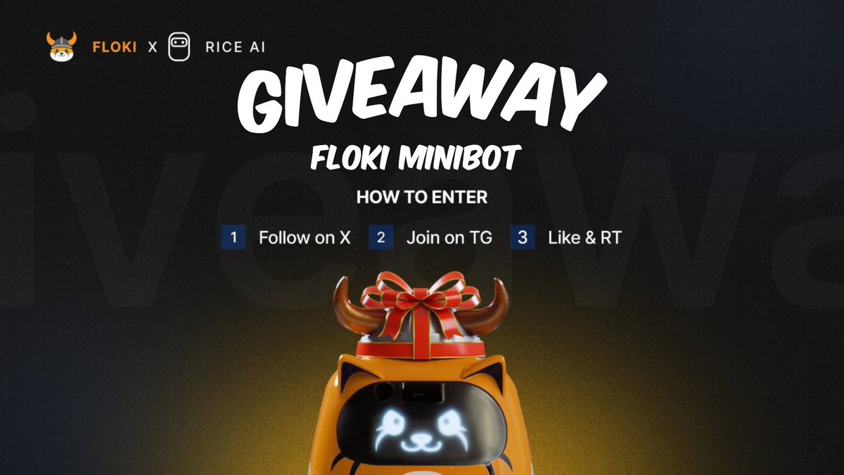 🚨 GIVEAWAY TIME 🚨

We’re giving YOU the chance to win a FLOKI Minibot 🤖🔥

🏆 Prize:
A FLOKI Minibot M1 NFT — redeemable for 1 physical FLOKI Minibot unit!

📌 How to Enter:
1️⃣ Follow us
2️⃣ Join our TG group (EN or CN):
👉 t.me/Rice_AI
👉 t.me/RiceAI_CN
3️⃣