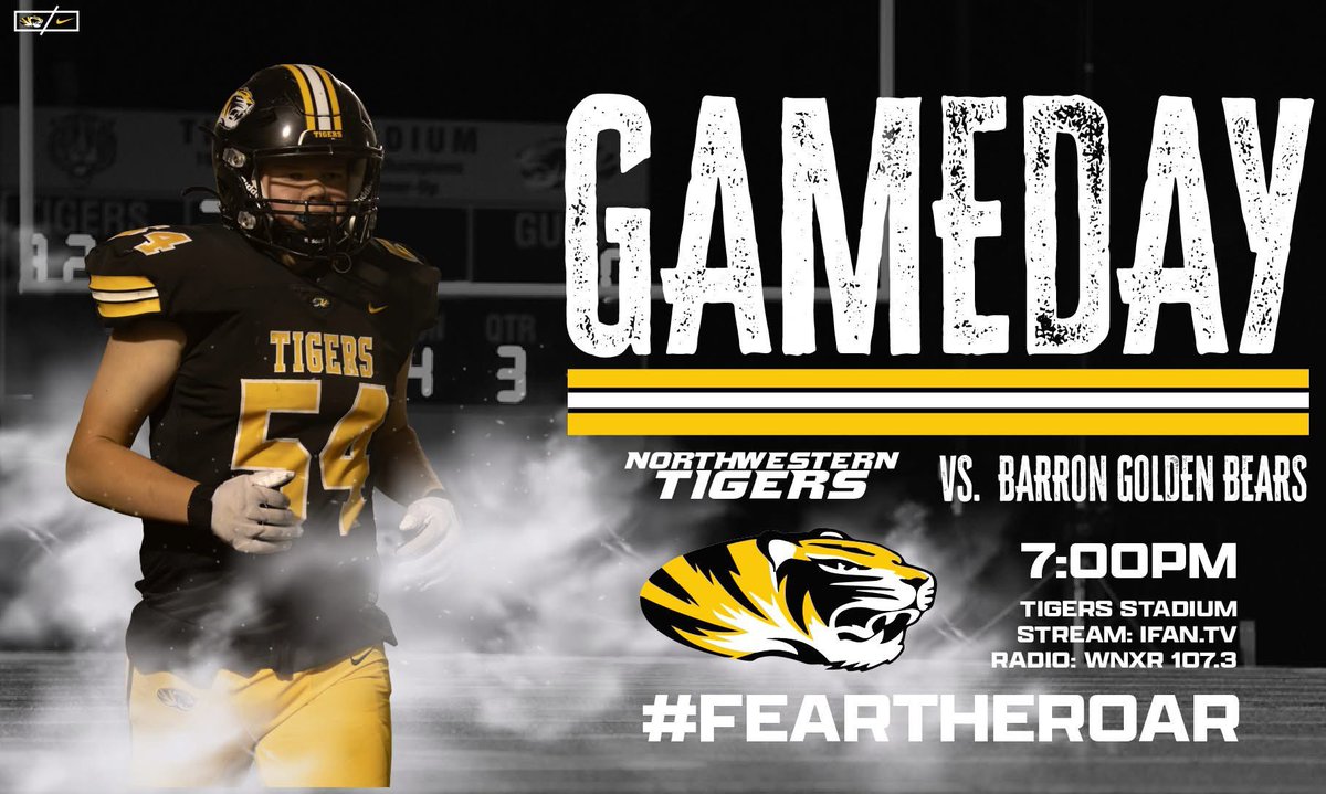 IT IS GAMEDAY

We host Barron tonight at Tigers Stadium 

#FearTheRoar 
#TigersFootball 
#BringBackTheGold