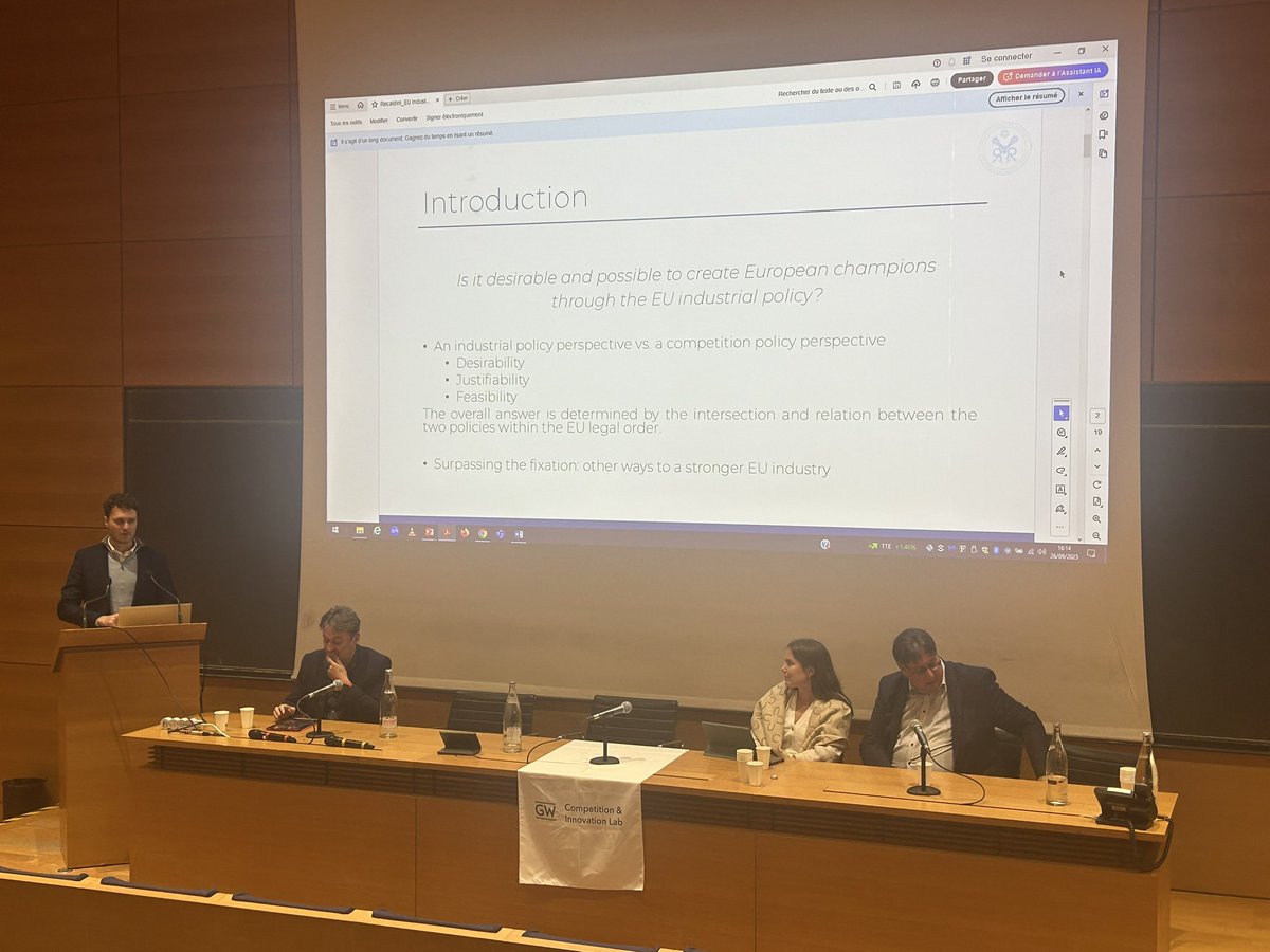 Fourth panel of XLIV <a href="/CLScholarsForum/">CLASF</a> (Clasf)
Industrial Policy, Mercantilism, and Competition Law in a Post-Draghi World, 
at College de France, Paris 🇫🇷 🗼
“Industrial Policy and Merger Control”