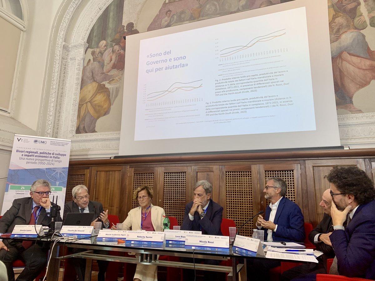 ▶️ In diretta l'ultima sessione del Convegno Internazionale di Studi “Divari regionali, politiche di sviluppo e impatti economici in Italia: una nuova prospettiva di lungo periodo (1950-2024)”. A seguire la Keynote Lecture conclusiva di Barry Eichengreen, University of California