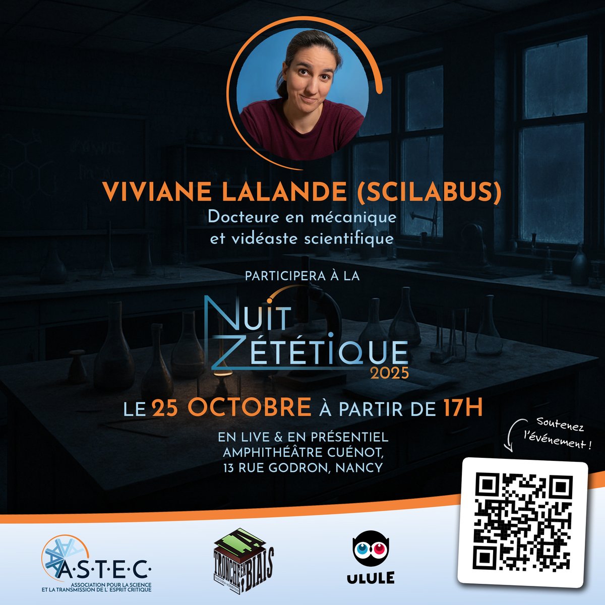 L'ASTEC prépare la Nuit Zététique 2025.
« La science : en danger ? »

C'est le 25 octobre.
Avec notamment la vulgarisatrice @scilabus