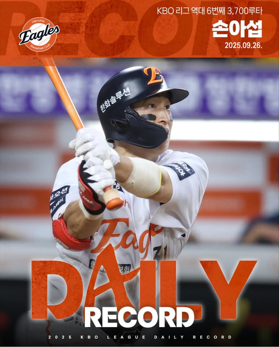KBO 인별 역대 6번째 3,700루타 아섭이🧡
instagram.com/p/DPEKDtpEQm1/
