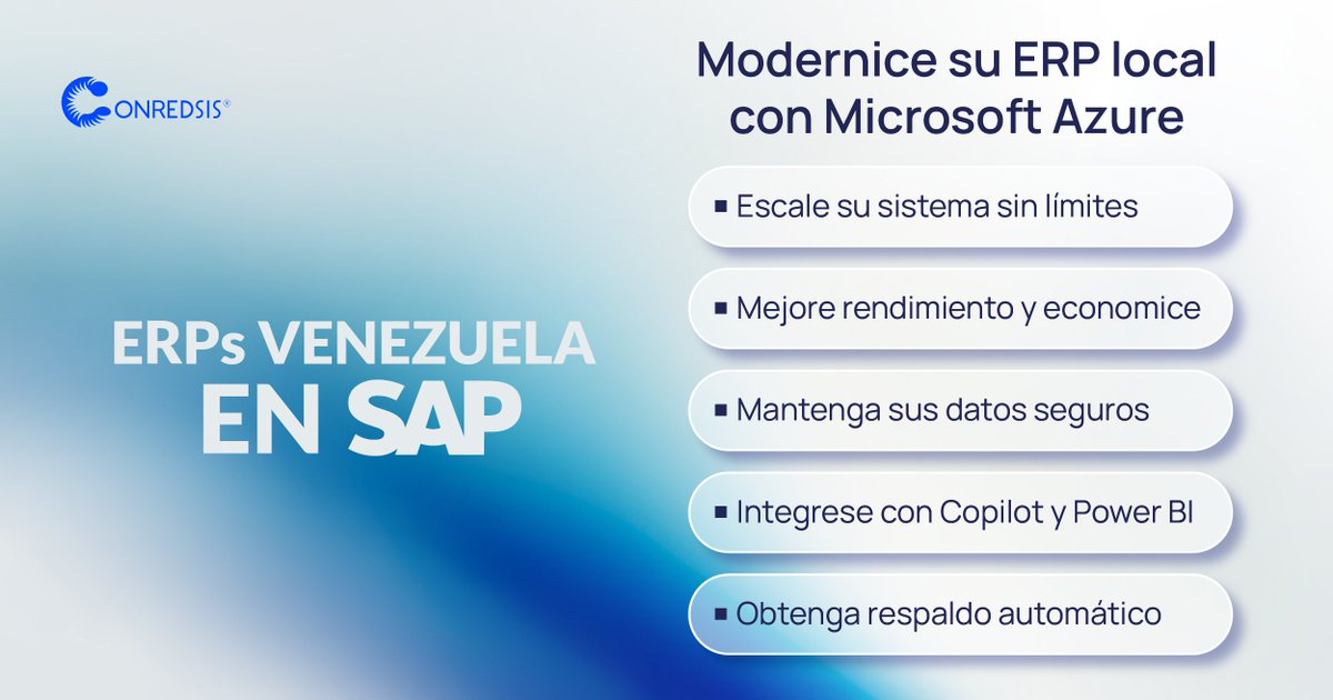 conredsis's tweet image. #ServiciosConredsis | Impulse su negocio en Venezuela con un ERP en la nube. 

#erpvenezuela #sapazure #copelot #sistemacontable #gestionempresarial #tecnologiaenlanube #automatizacion #powerbi #saint #profit #erpcloud #venezuela