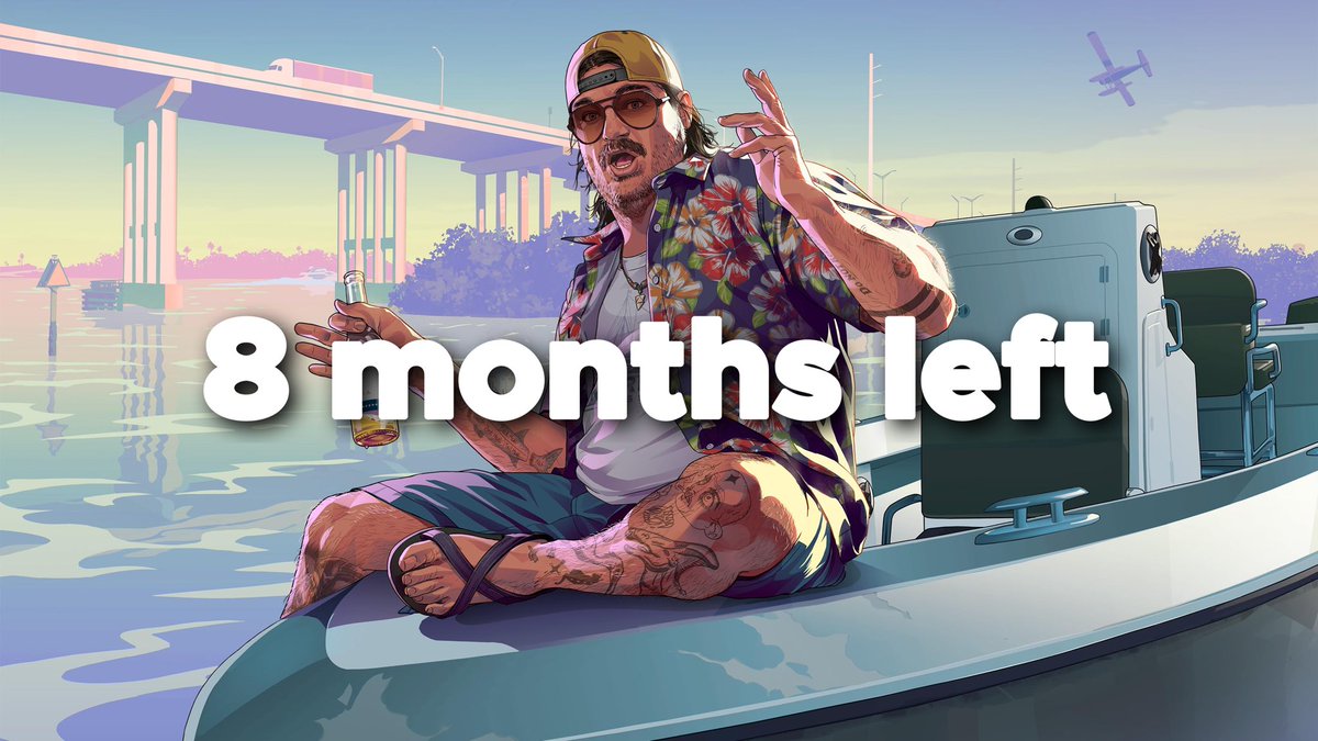 GTA6Plus's tweet image. GTA 6 releases in 8 months!