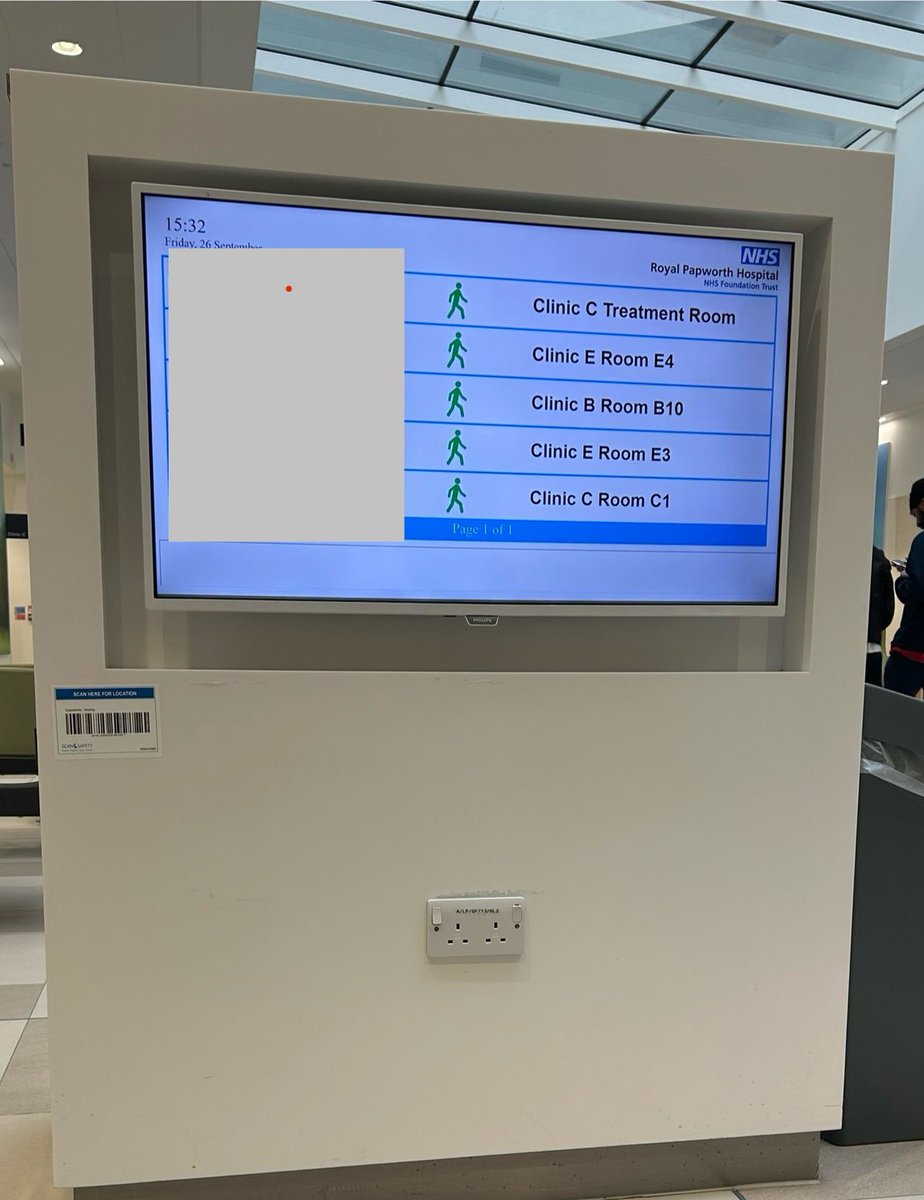 Lung Defence Clinic Appointment <a href="/RoyalPapworth/">Royal Papworth Hospital NHS FT 💙</a> 
Very High tech. Names appear on board telling you which room to go to.  
#NHS