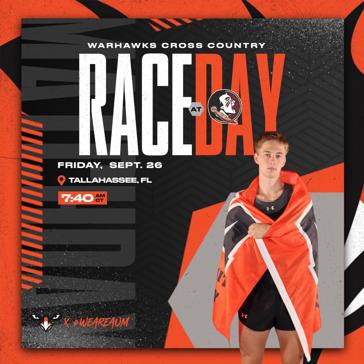 𝐈𝐓'𝐒 𝐑𝐀𝐂𝐄𝐃𝐀𝐘!!

🆚 - FSU Invitational
📍 - Tallahassee, FL
⏰ - 7:40 AM Men’s 8K | 8:20 AM Women’s 6k

#WeAreAUM | #WeRunAUM