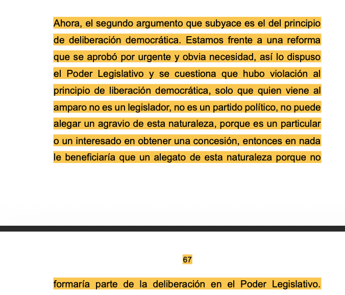 El presidente de la SCJN dijo que las irregularidades en un proceso legislativo NO impactan los derechos de los particulares. Agregó que los particulares no pueden alegar un agravio al principio de deliberación democrática.

Tuiter jurídico se infartó, pero les tengo noticias...