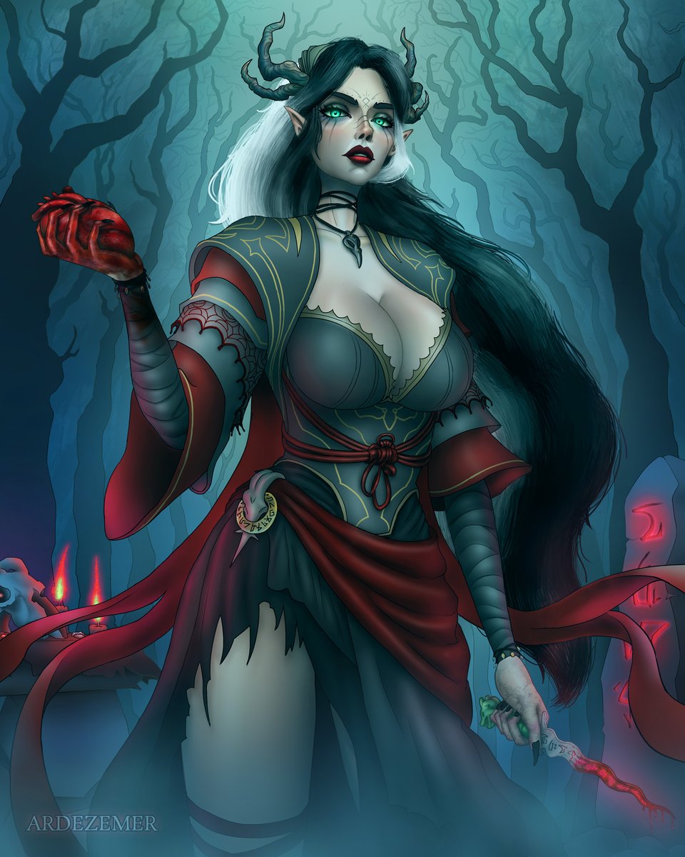 ardezemer's tweet photo. 🗡️ Commission for @GermanGrifter 

Thanks for order ✨

#commission #originalcharacter #art #fantasy #dark #forest #witch #ArtistOnX https://t.co/m5M3L628R8
