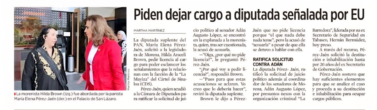 Ayer, cuando fui a ratificar la demanda de Juicio Político vs Adán Augusto López en la Cámara de Diputados, me encontré a Dip. Hilda Brown, quien ha sido señalada por 🇺🇸 como parte de la Mayiza. Ella y Adán se escudan en el fuero por eso no darán trámite a los juicios de ambos.👇